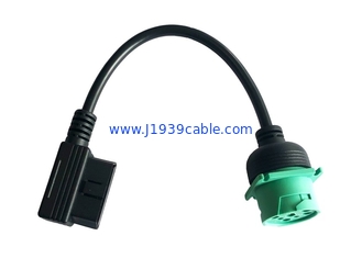 Green Deutsch 9-Pin J1939 Male to Right Angle OBD2 OBDII Male CAN Bus Cable