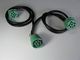 Green Deutsch 9-Pin J1939 Female to J1939 Male and Threaded J1939 Male Y Cable