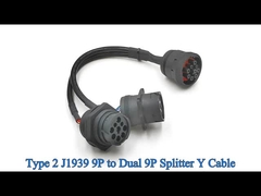 Alemão 9-Pin J1939 Fêmea para J1939 Homem Quadrado Flange & Threaded J1939 Homem Splitter Y Cable