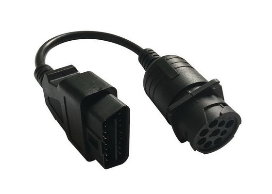 Black Deutsch 9 Pin J1939 Male to J1962 OBD2 OBDII 16 Pin Male Cable
