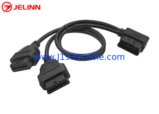 OBD2 OBDII 16 Pin Right Angle Male ao cabo redondo fêmea duplo da separação Y