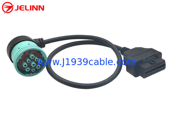 Fêmea do verde J1939 Deutsch 9-Pin do ângulo direito a J1962 OBD2 16 Pin Female Cable