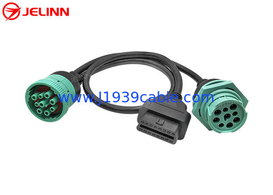 J1939 9 Pin 9pin conector roscado para OBD 2 OBDII 16 Pin 16pin splitter Y cabo