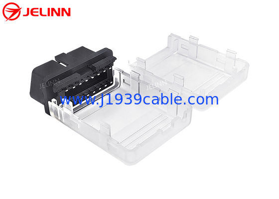 OBD2 Casca transparente de plástico OBD 2 Equipamento e conector masculino OBDII com pinos retos